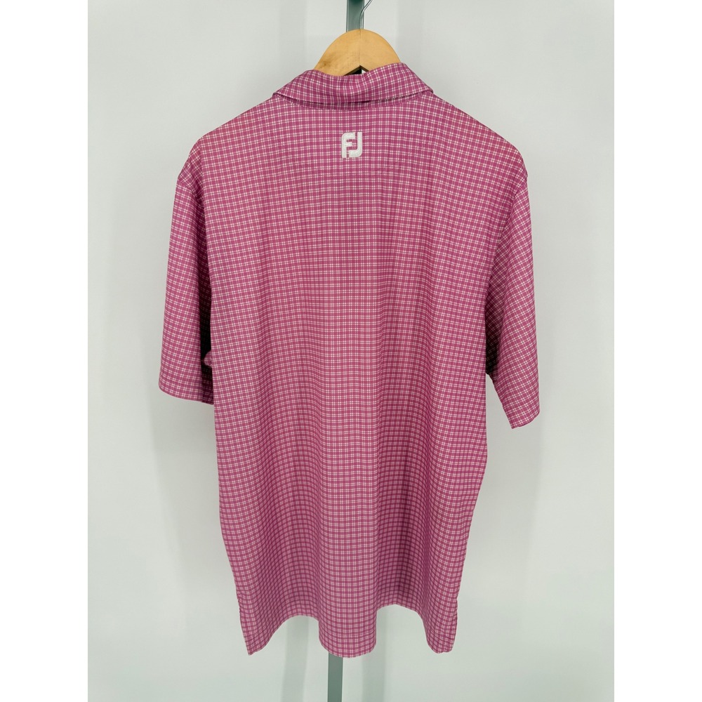 FJ FootJoy Men's‎ Pink Plaid Golf Polo Shirt Size Large - Picture 5 of 5